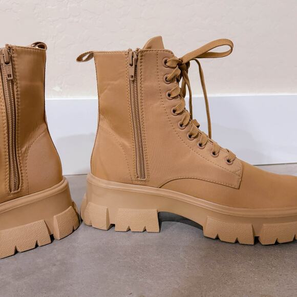 Steve Maden Thora Nylon Lace Up Chunky Combat Lug Boots Gorpcore Tan Size 9 NWT - Picture 5 of 12